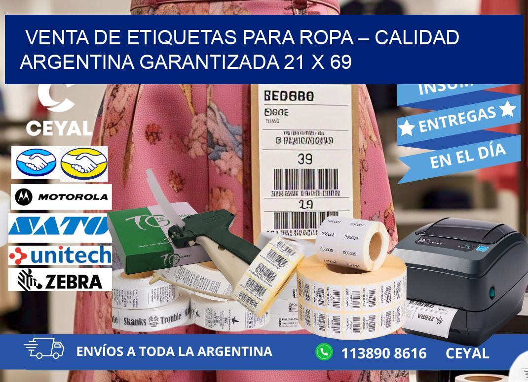 VENTA DE ETIQUETAS PARA ROPA – CALIDAD ARGENTINA GARANTIZADA 21 x 69