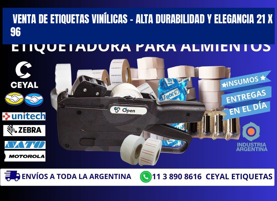 VENTA DE ETIQUETAS VINÍLICAS – ALTA DURABILIDAD Y ELEGANCIA 21 x 96