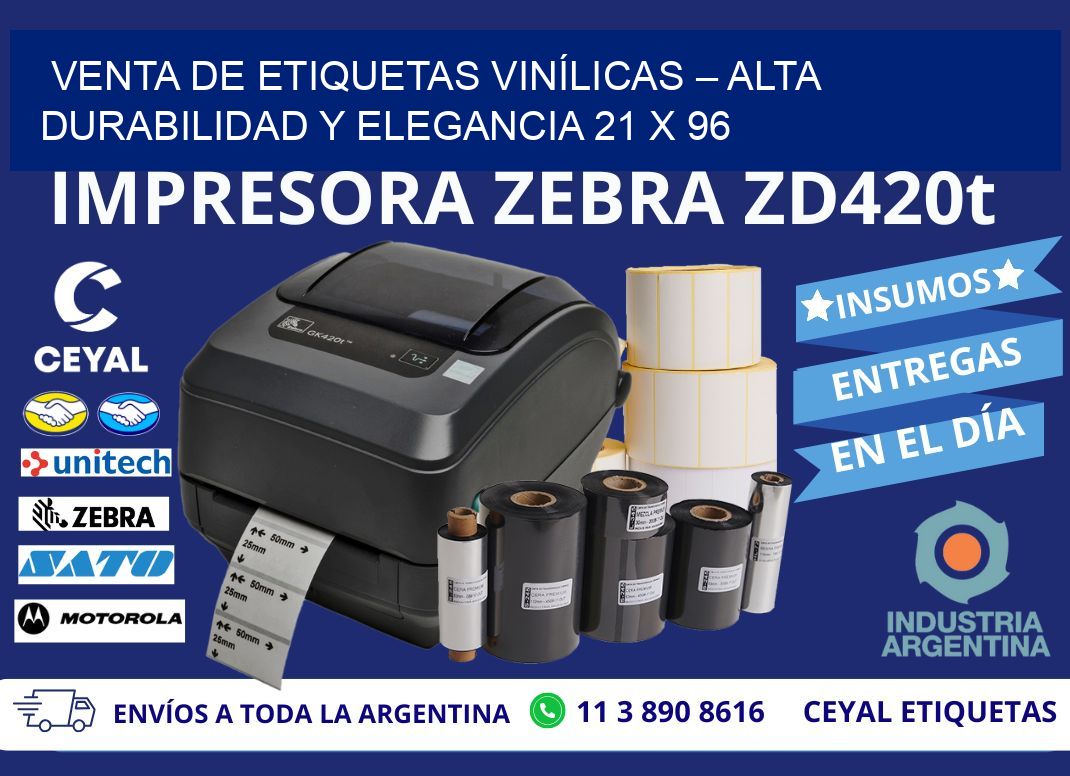 VENTA DE ETIQUETAS VINÍLICAS – ALTA DURABILIDAD Y ELEGANCIA 21 x 96