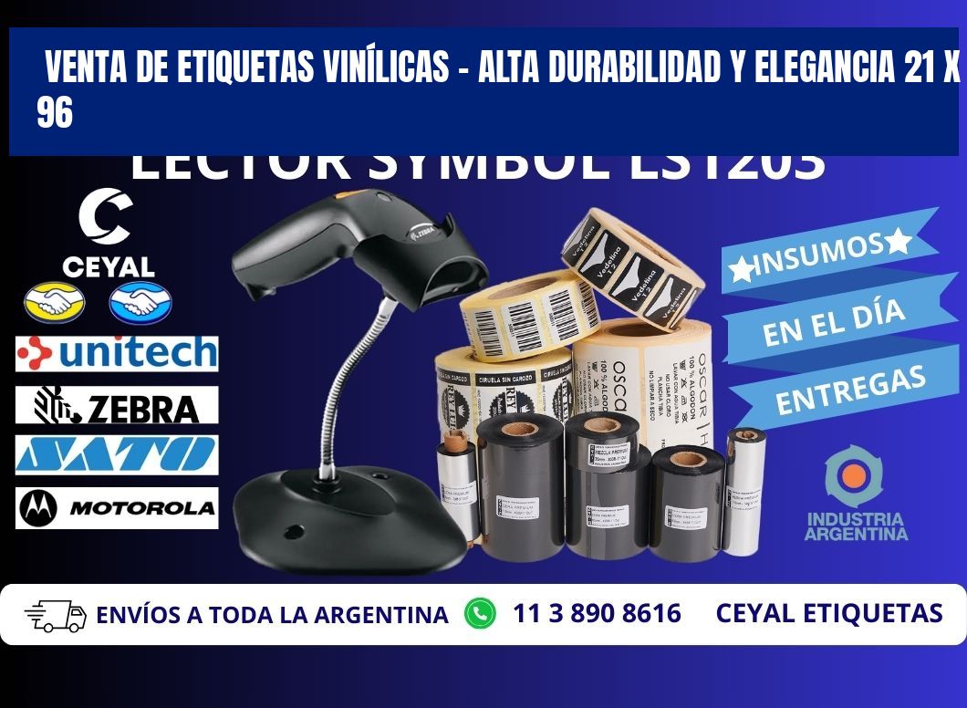 VENTA DE ETIQUETAS VINÍLICAS – ALTA DURABILIDAD Y ELEGANCIA 21 x 96