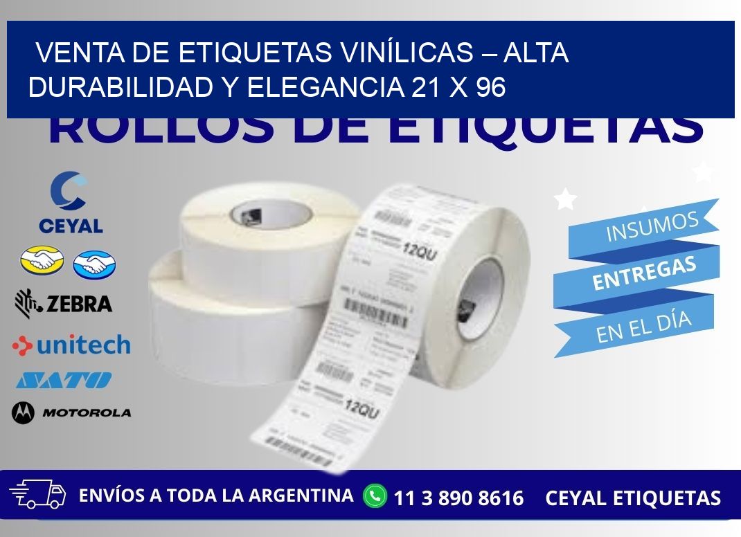 VENTA DE ETIQUETAS VINÍLICAS – ALTA DURABILIDAD Y ELEGANCIA 21 x 96