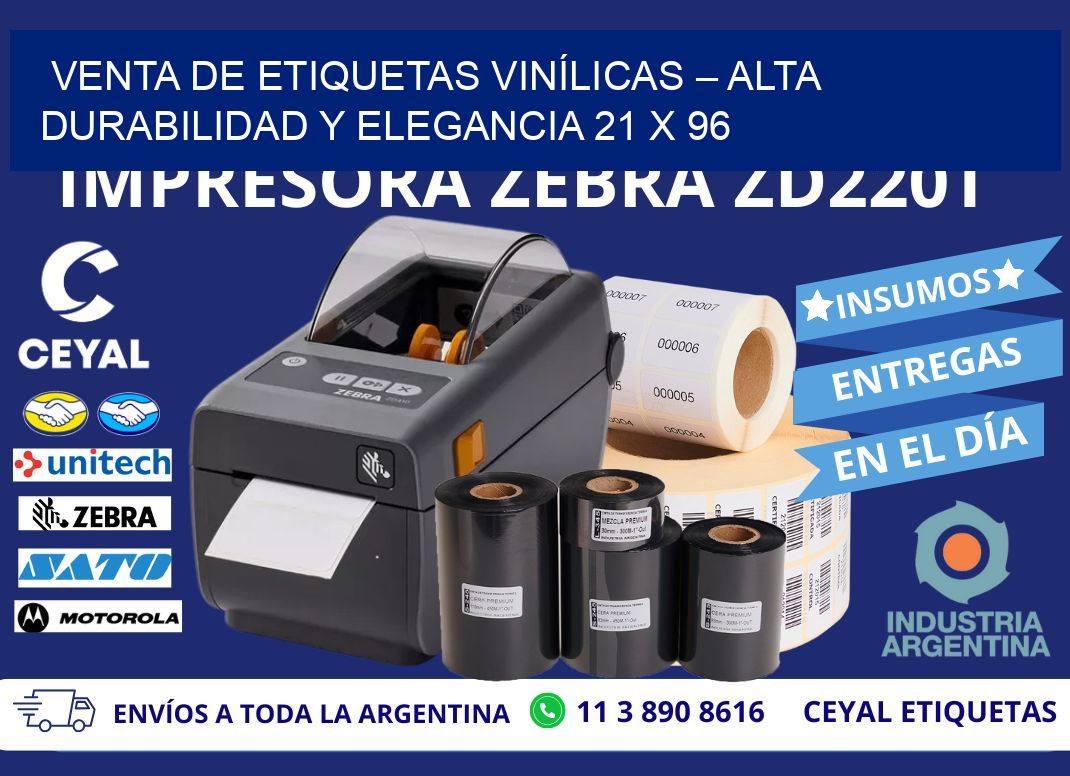 VENTA DE ETIQUETAS VINÍLICAS – ALTA DURABILIDAD Y ELEGANCIA 21 x 96