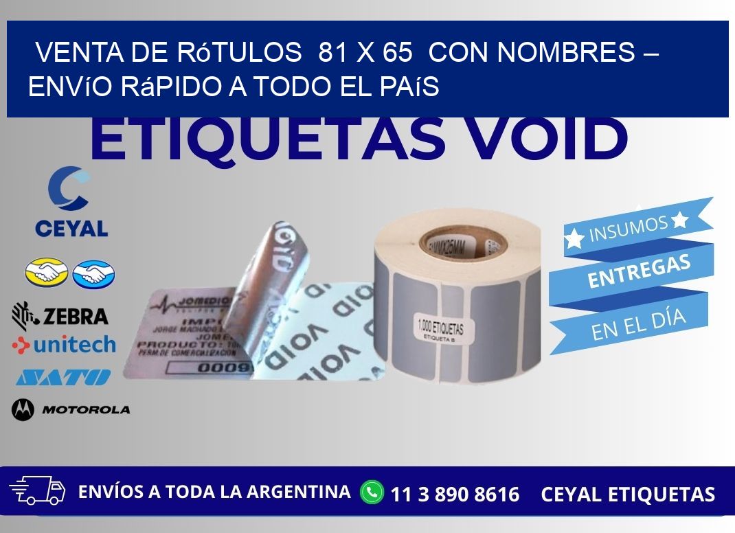 Venta de Rótulos  81 x 65  con Nombres – Envío Rápido a Todo el País