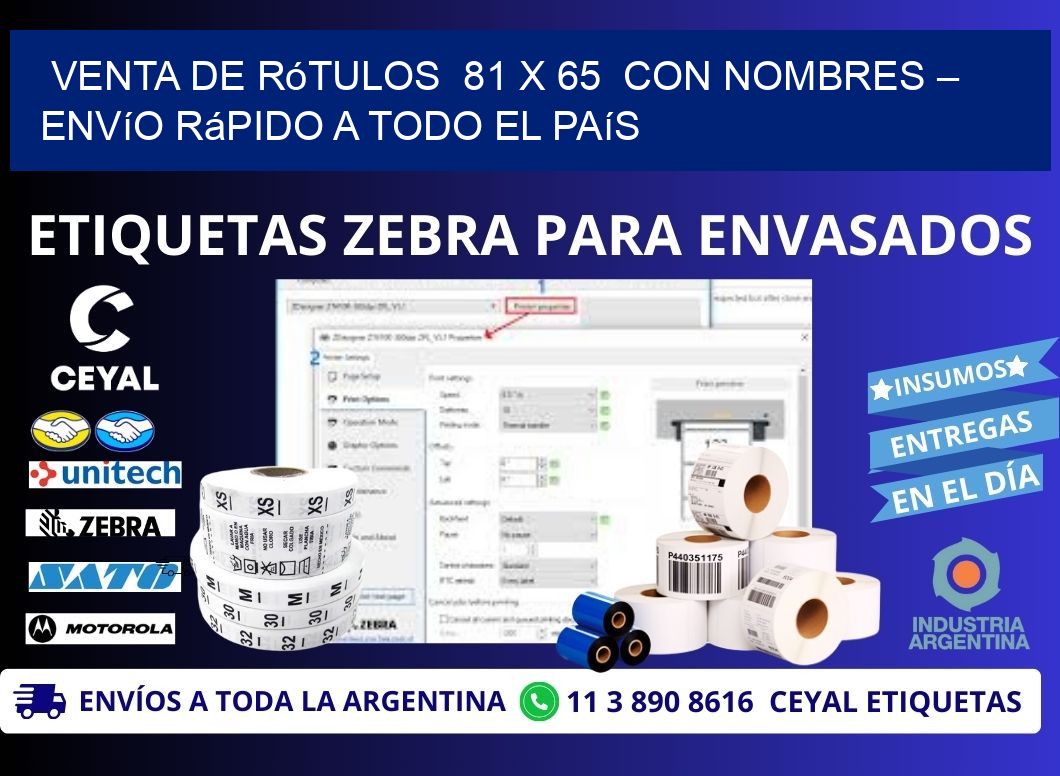 Venta de Rótulos  81 x 65  con Nombres – Envío Rápido a Todo el País