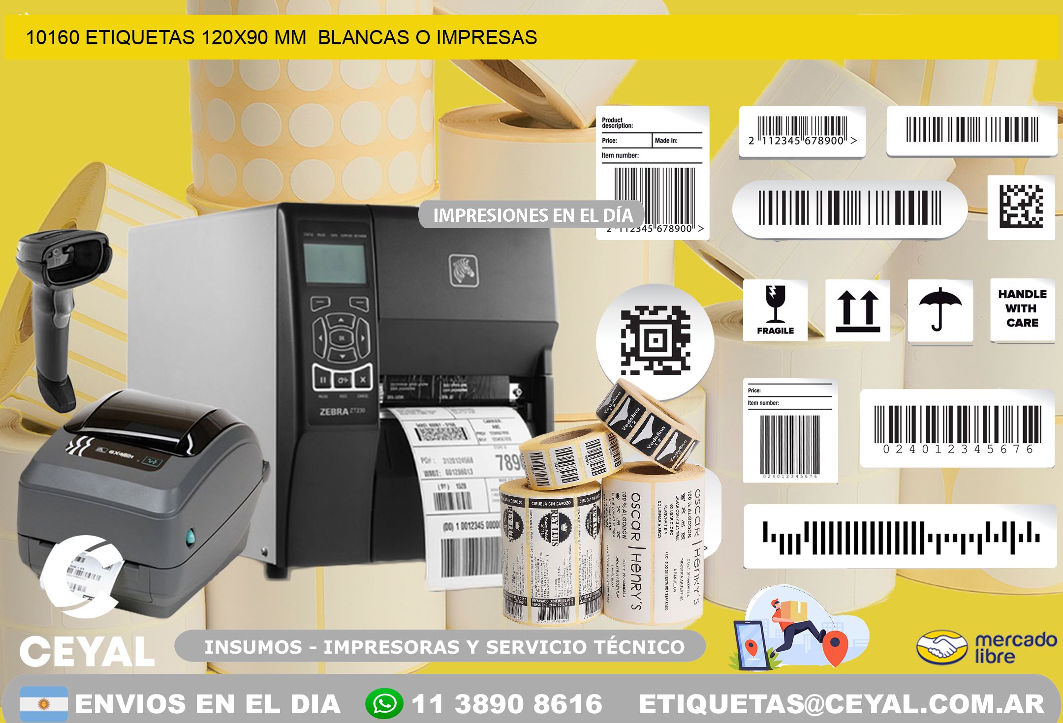 10160 ETIQUETAS 120×90 mm  BLANCAS O IMPRESAS