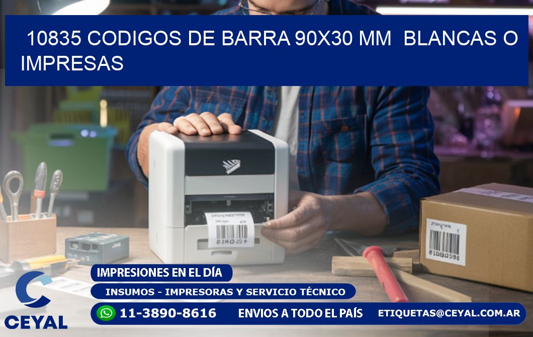 10835 CODIGOS DE BARRA 90x30 mm  BLANCAS O IMPRESAS