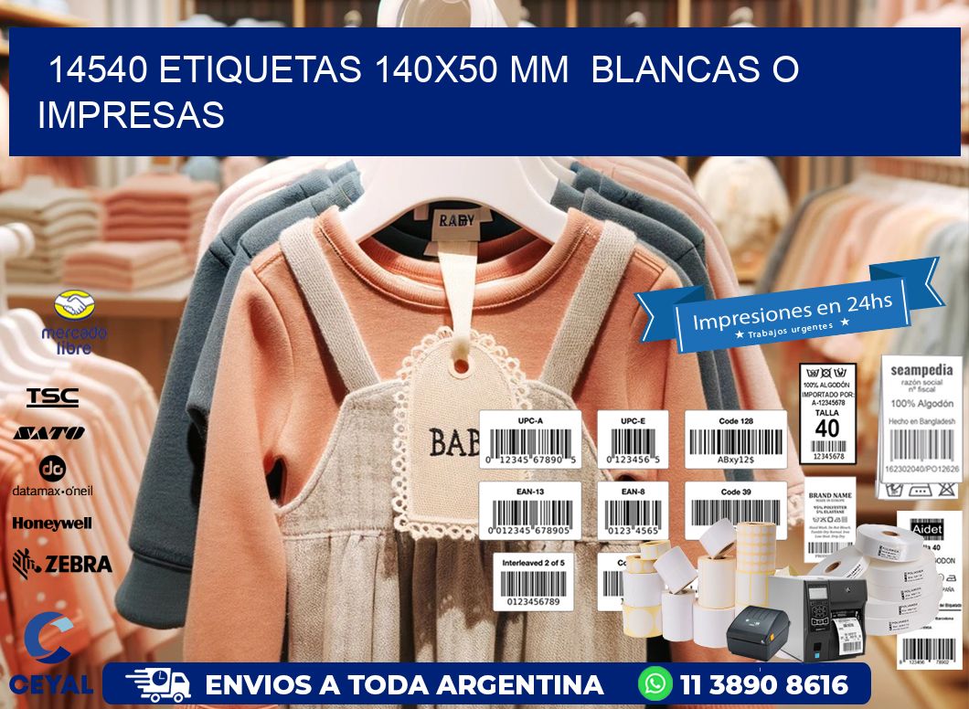 14540 ETIQUETAS 140x50 mm  BLANCAS O IMPRESAS
