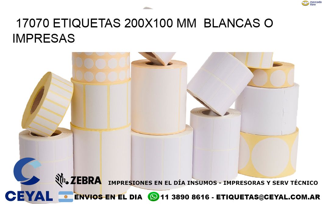 17070 ETIQUETAS 200x100 mm  BLANCAS O IMPRESAS