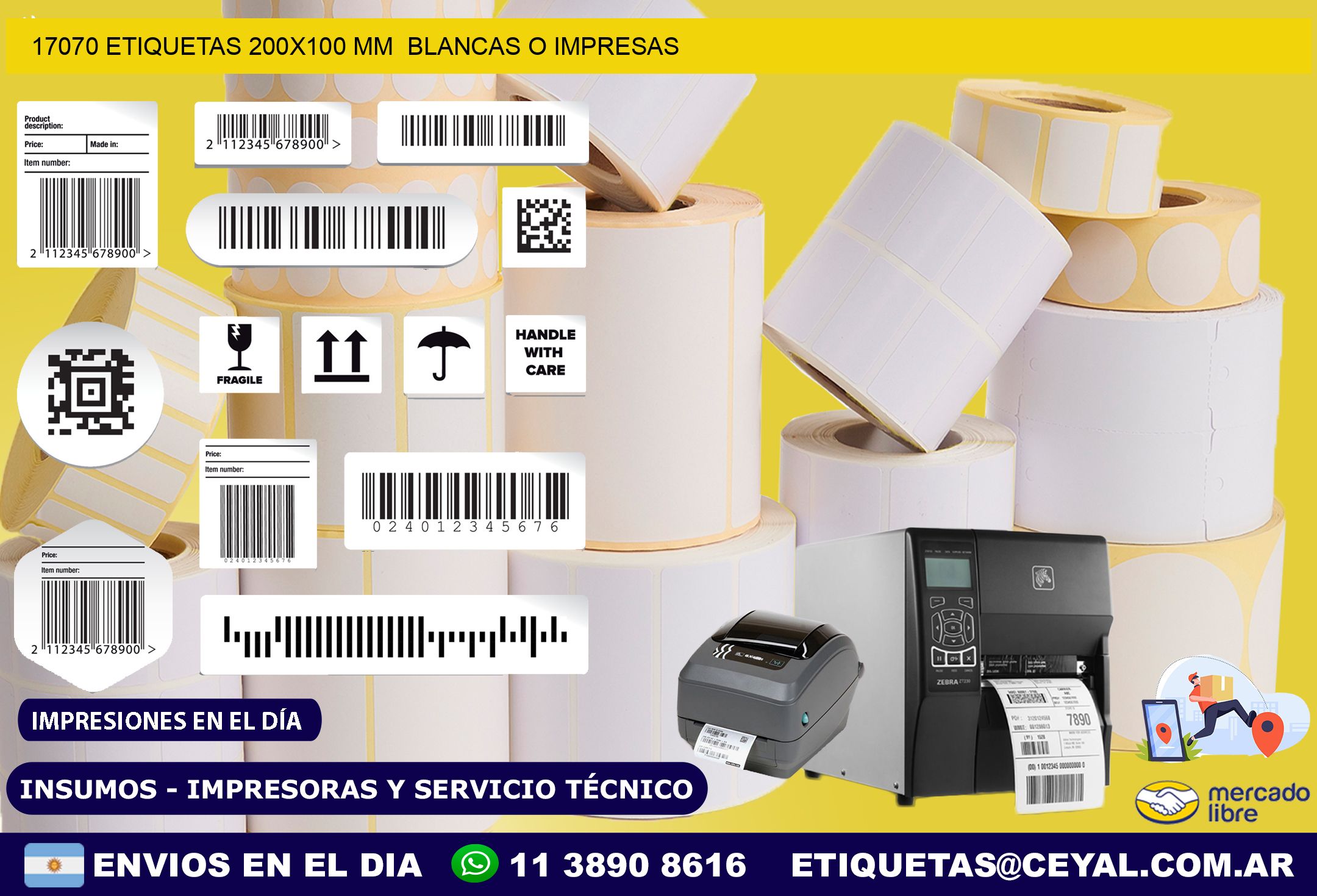 17070 ETIQUETAS 200×100 mm  BLANCAS O IMPRESAS