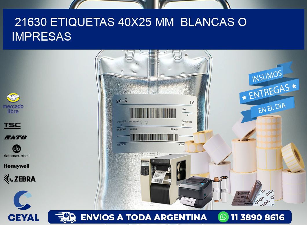 21630 ETIQUETAS 40×25 mm  BLANCAS O IMPRESAS