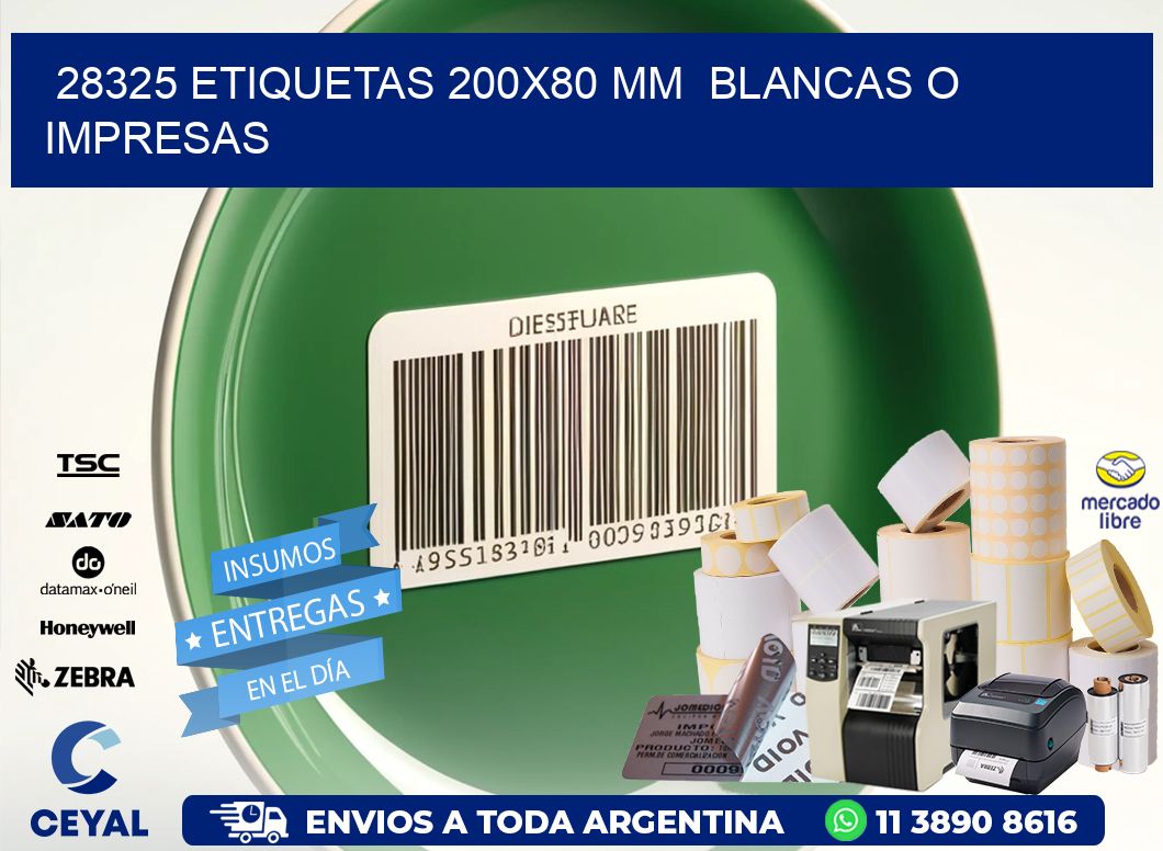 28325 ETIQUETAS 200x80 mm  BLANCAS O IMPRESAS