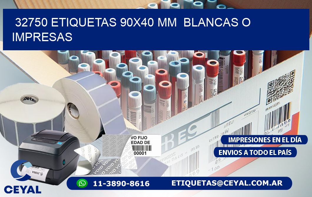 32750 ETIQUETAS 90×40 mm  BLANCAS O IMPRESAS
