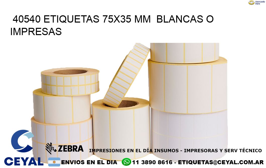 40540 ETIQUETAS 75x35 mm  BLANCAS O IMPRESAS