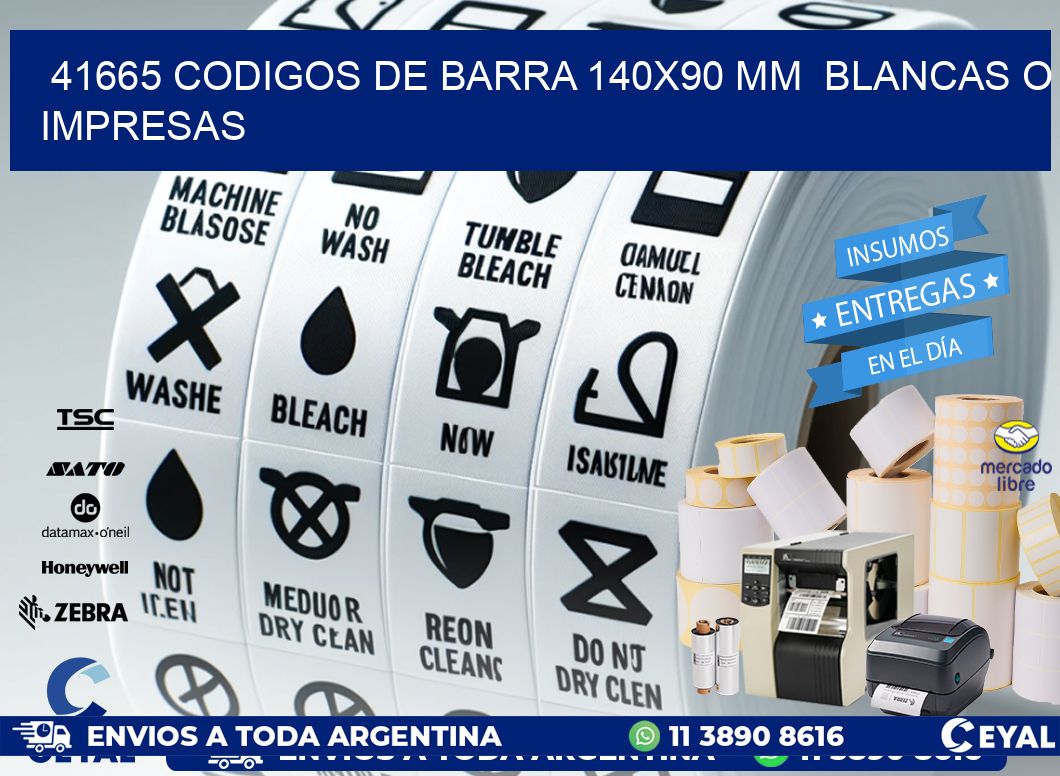 41665 CODIGOS DE BARRA 140x90 mm  BLANCAS O IMPRESAS