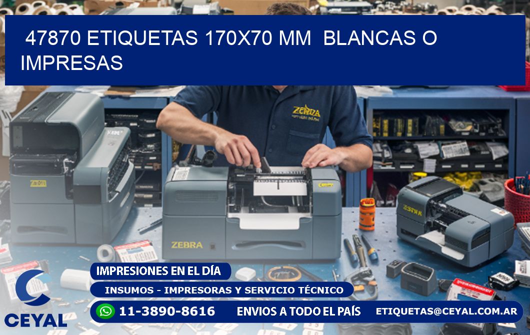 47870 ETIQUETAS 170x70 mm  BLANCAS O IMPRESAS