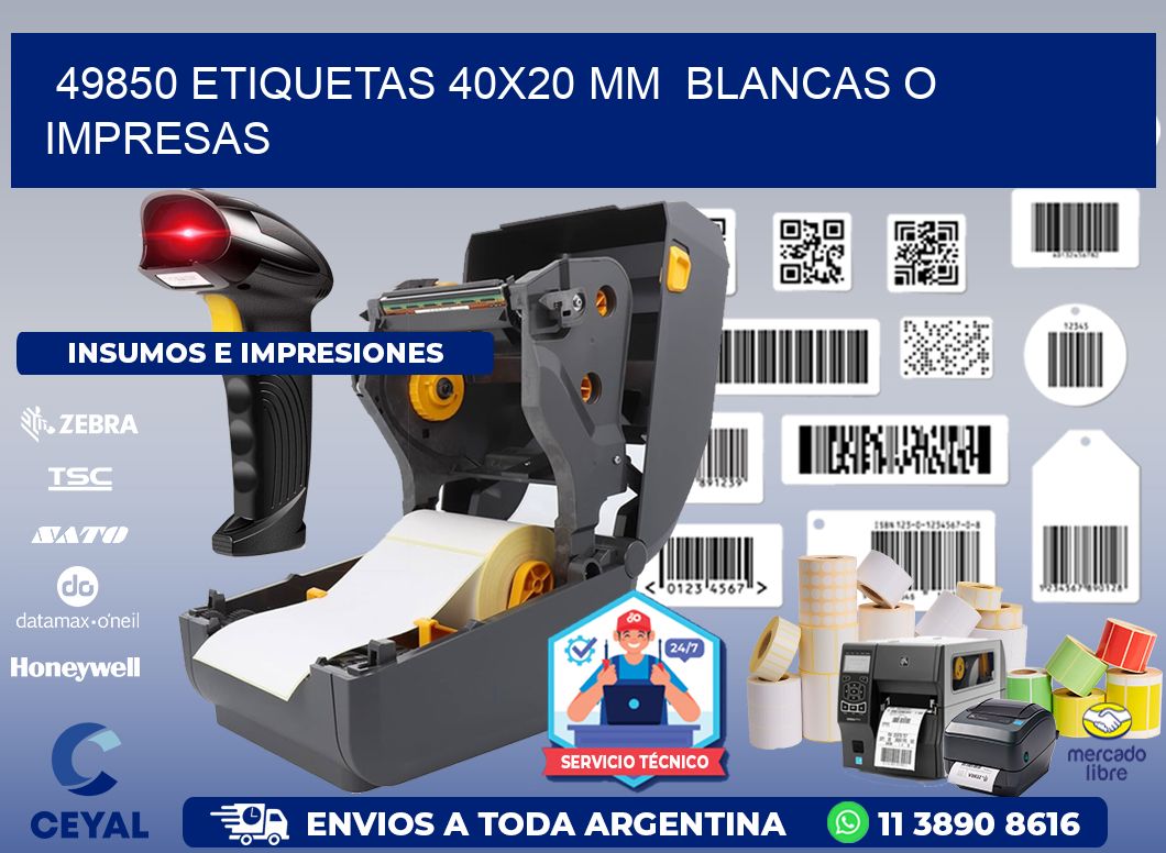 49850 ETIQUETAS 40x20 mm  BLANCAS O IMPRESAS