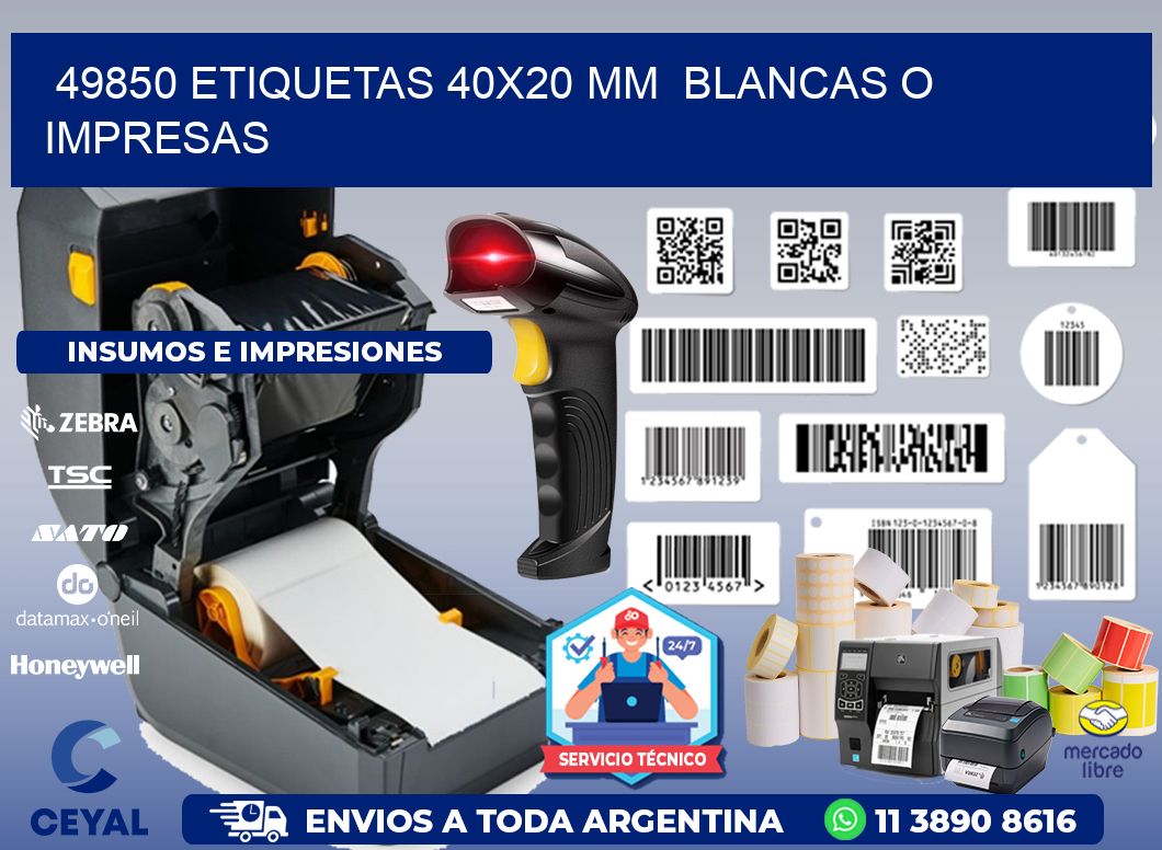 49850 ETIQUETAS 40x20 mm  BLANCAS O IMPRESAS