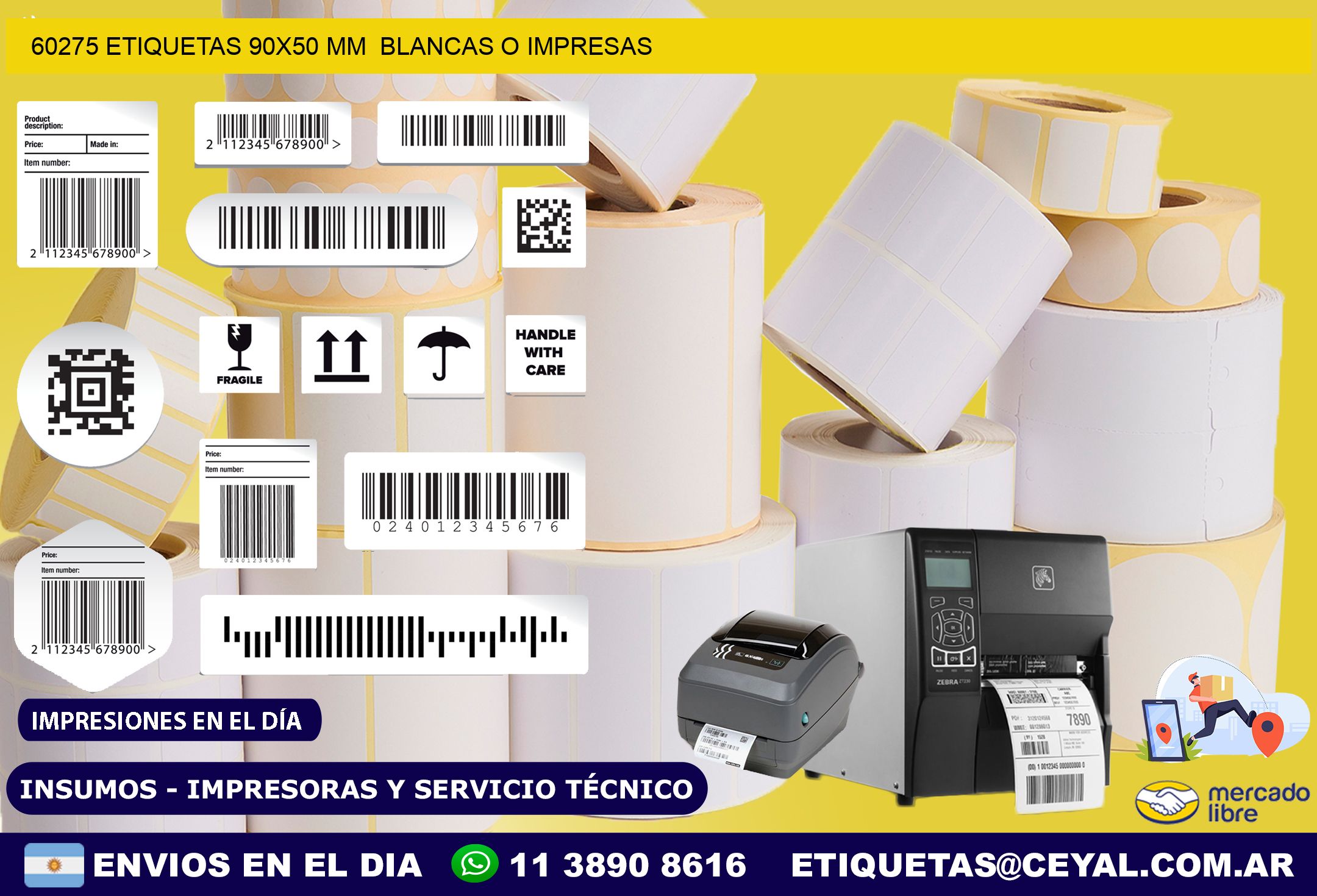 60275 ETIQUETAS 90×50 mm  BLANCAS O IMPRESAS
