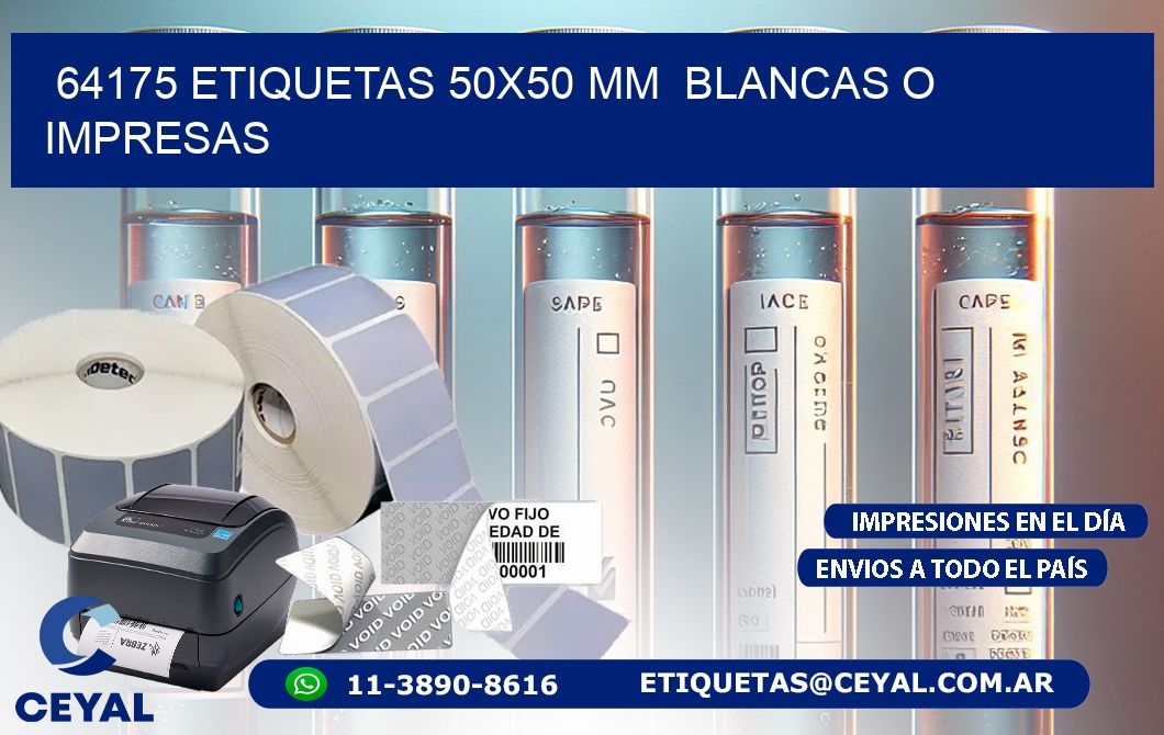 64175 ETIQUETAS 50x50 mm  BLANCAS O IMPRESAS