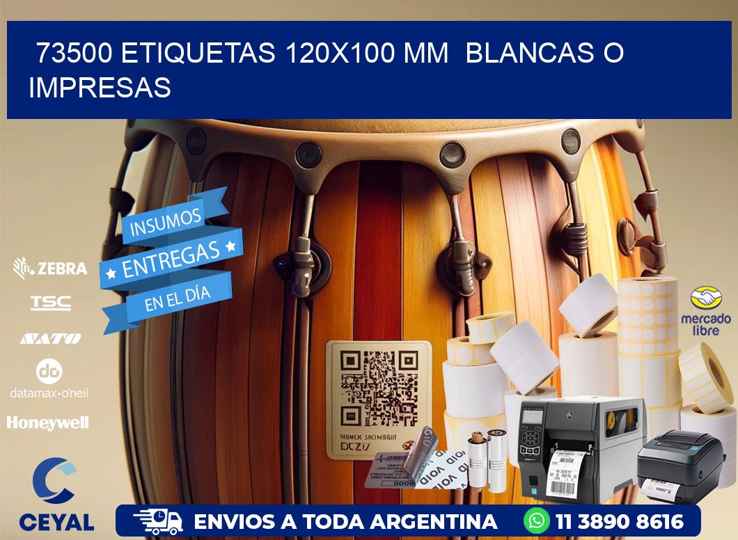 73500 ETIQUETAS 120x100 mm  BLANCAS O IMPRESAS