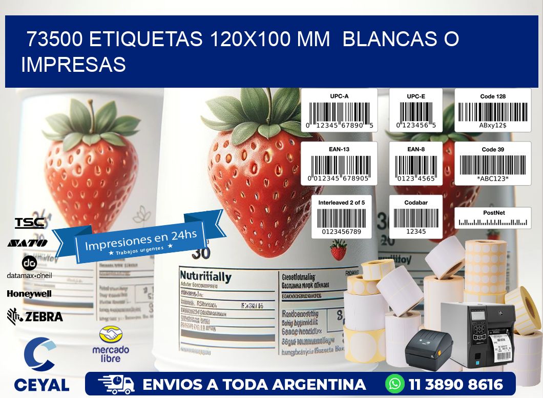73500 ETIQUETAS 120x100 mm  BLANCAS O IMPRESAS