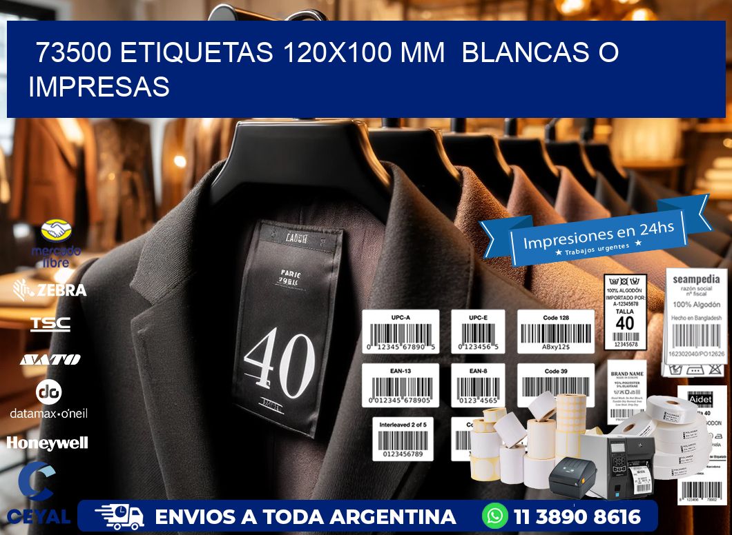 73500 ETIQUETAS 120x100 mm  BLANCAS O IMPRESAS