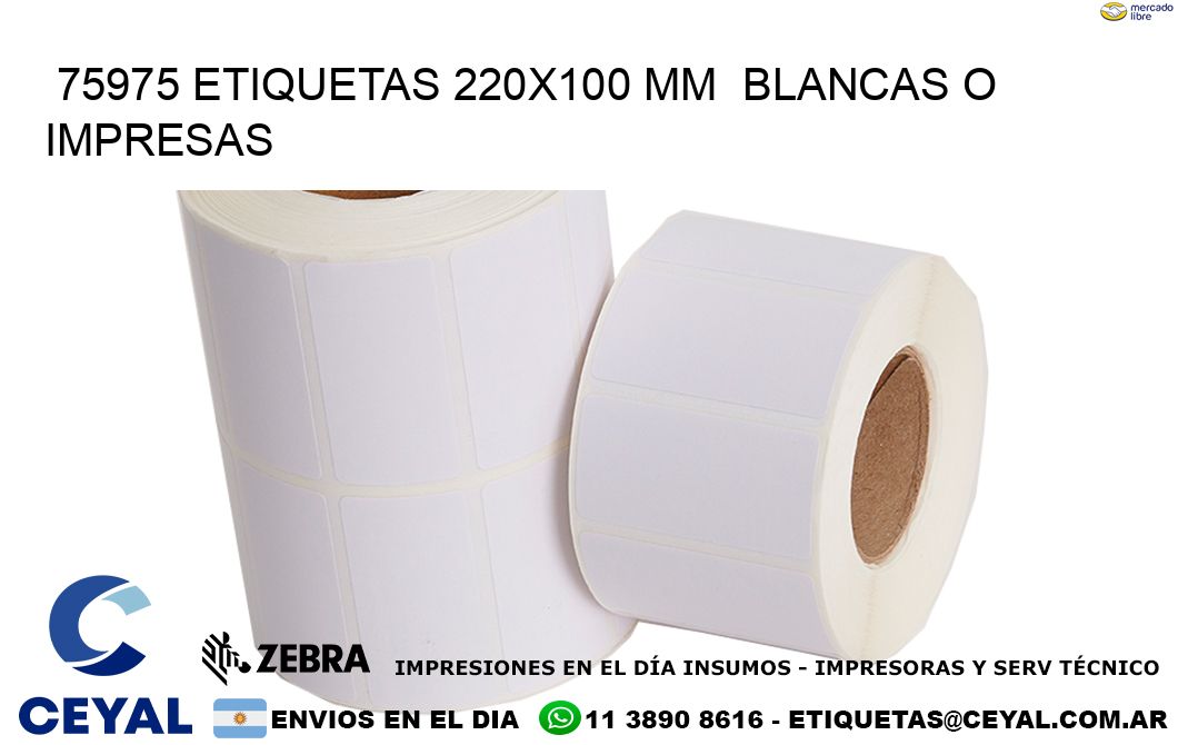 75975 ETIQUETAS 220x100 mm  BLANCAS O IMPRESAS