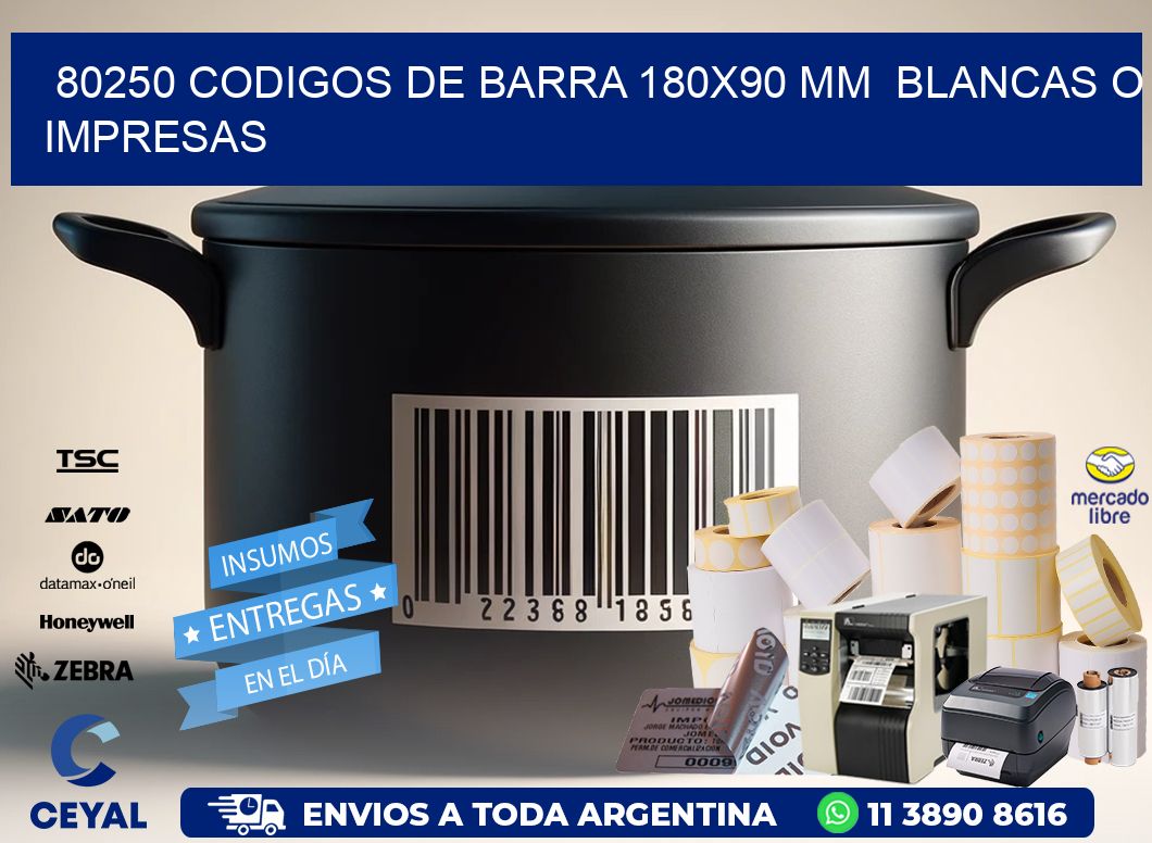 80250 CODIGOS DE BARRA 180x90 mm  BLANCAS O IMPRESAS