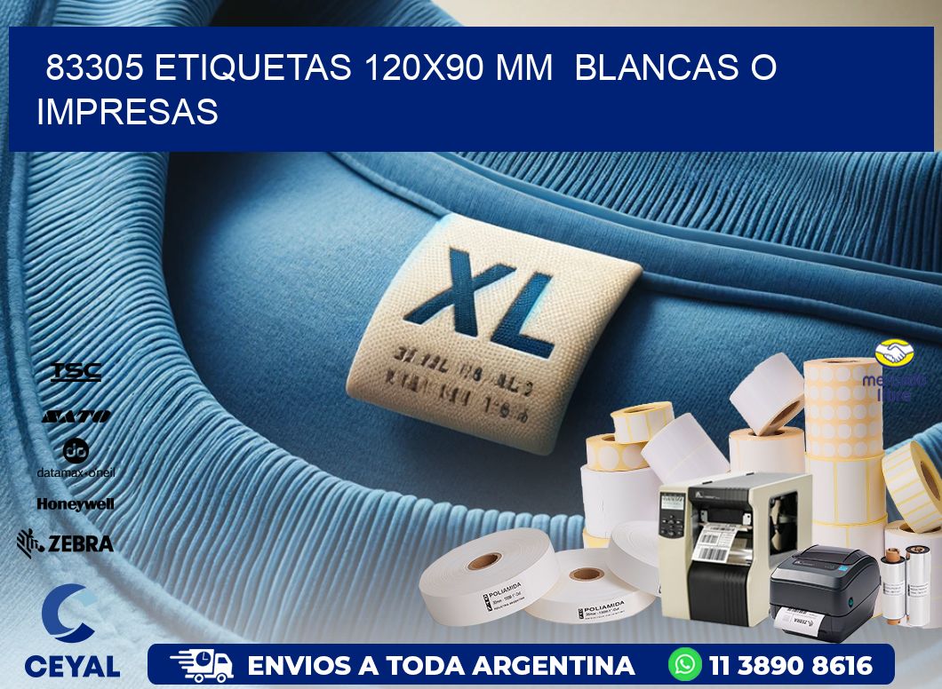 83305 ETIQUETAS 120x90 mm  BLANCAS O IMPRESAS