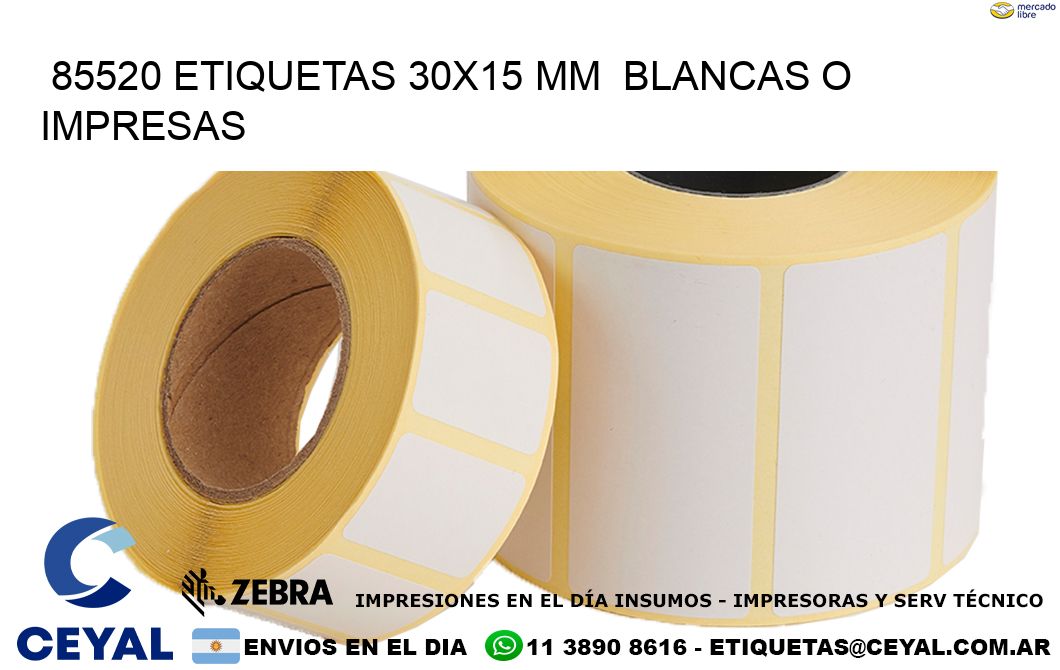 85520 ETIQUETAS 30x15 mm  BLANCAS O IMPRESAS