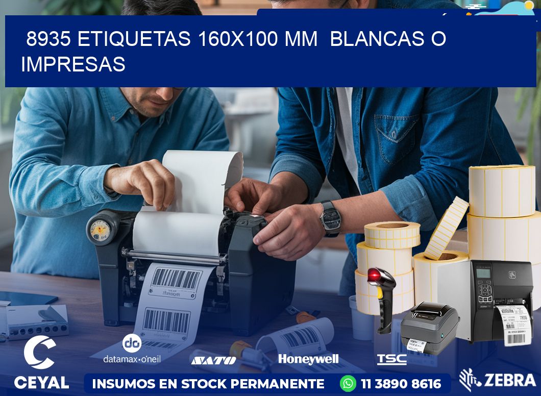 8935 ETIQUETAS 160×100 mm  BLANCAS O IMPRESAS