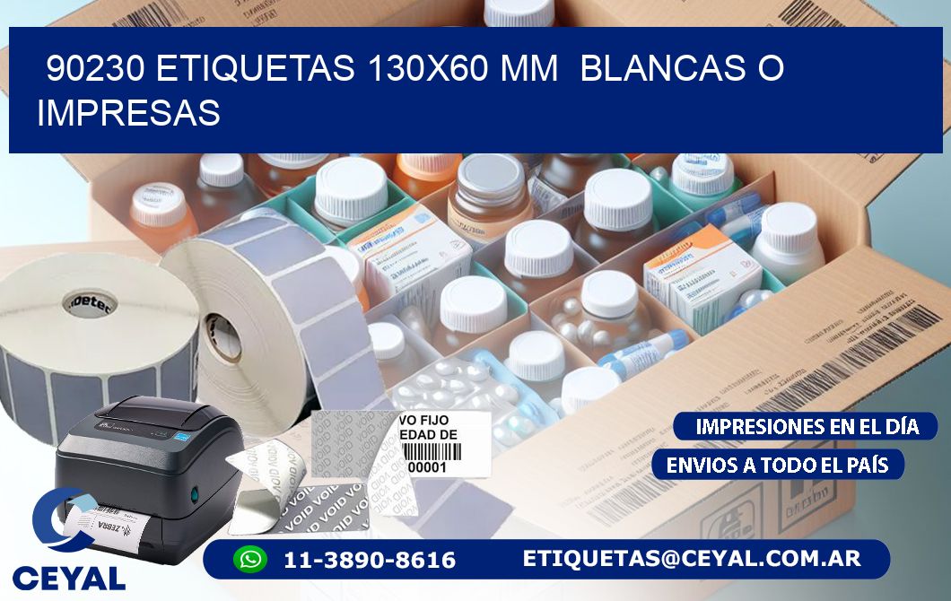 90230 ETIQUETAS 130x60 mm  BLANCAS O IMPRESAS