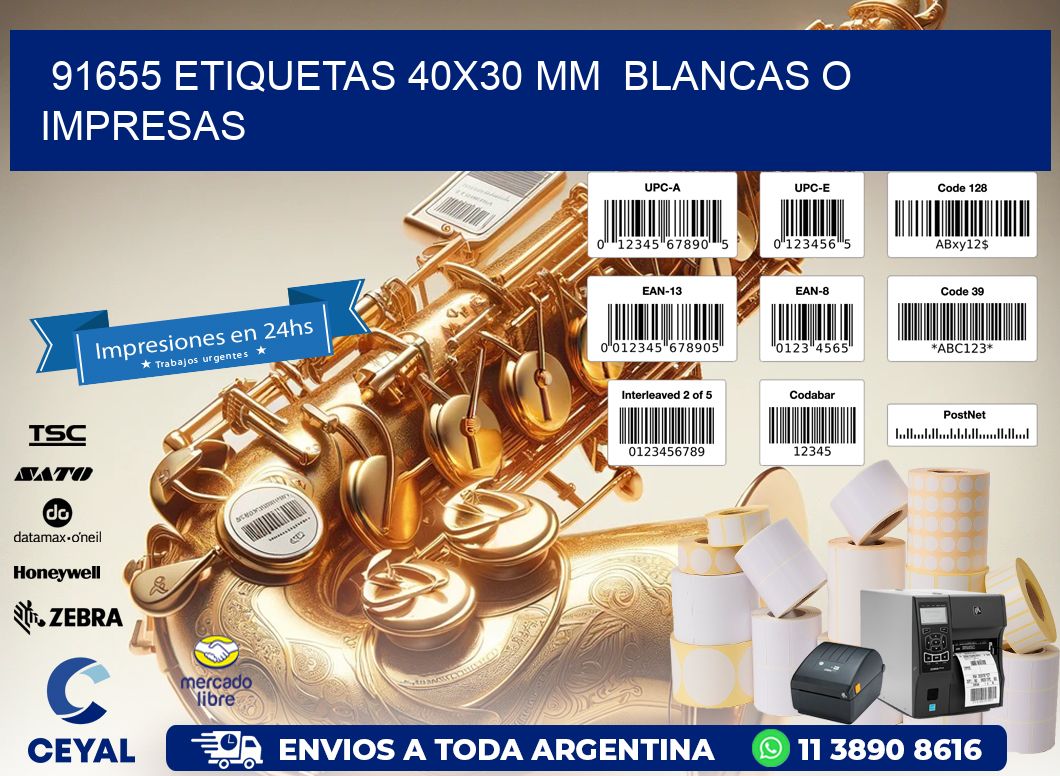 91655 ETIQUETAS 40x30 mm  BLANCAS O IMPRESAS