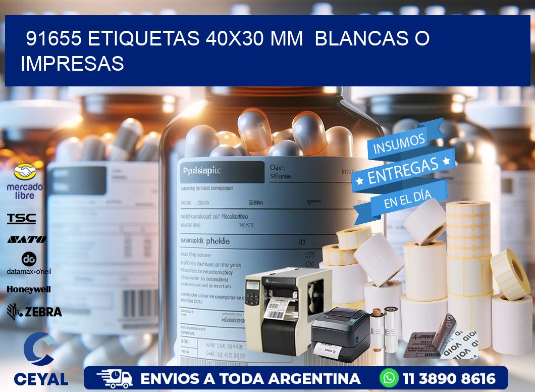 91655 ETIQUETAS 40×30 mm  BLANCAS O IMPRESAS