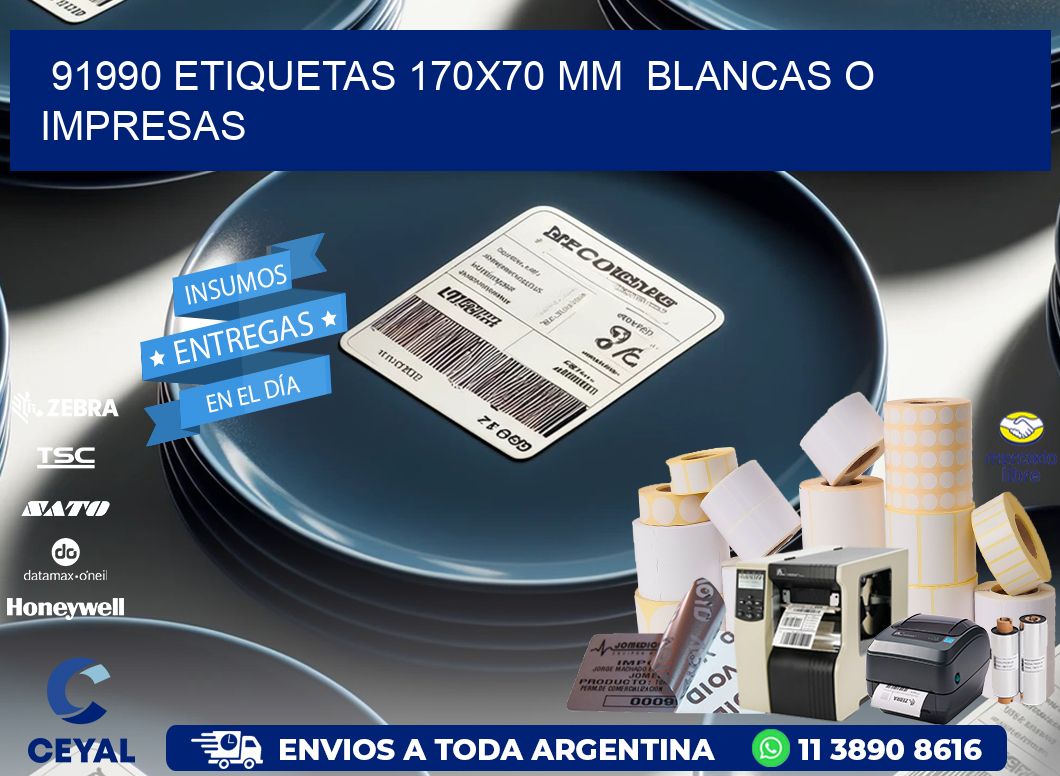 91990 ETIQUETAS 170x70 mm  BLANCAS O IMPRESAS