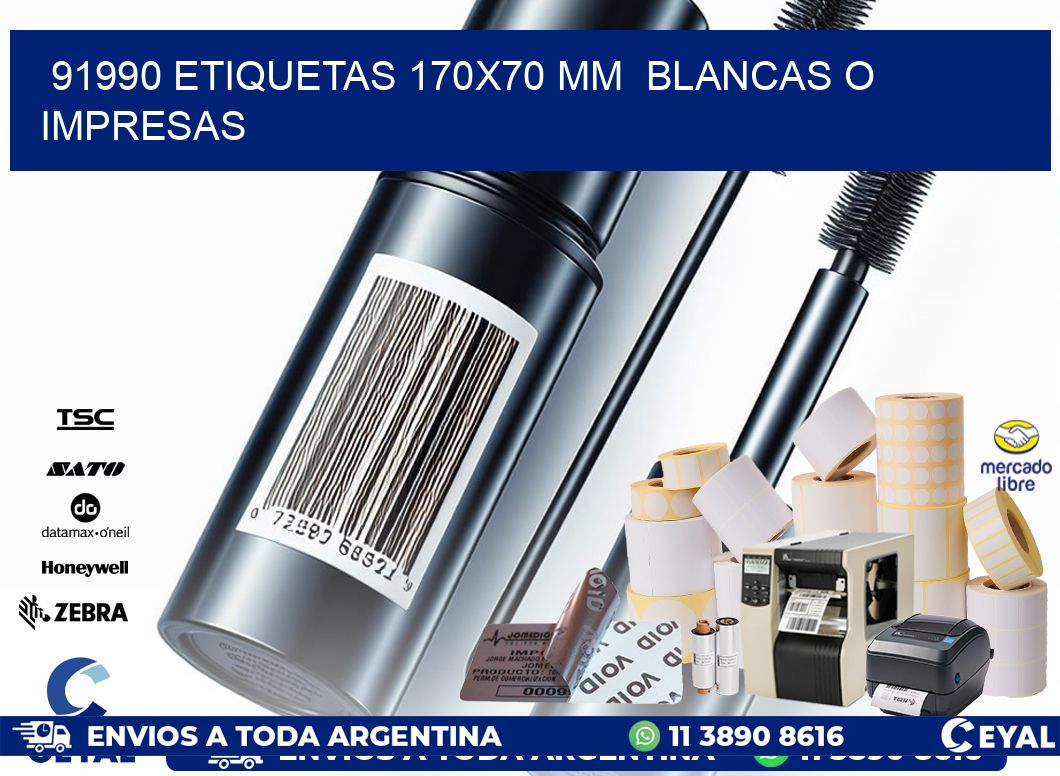 91990 ETIQUETAS 170×70 mm  BLANCAS O IMPRESAS