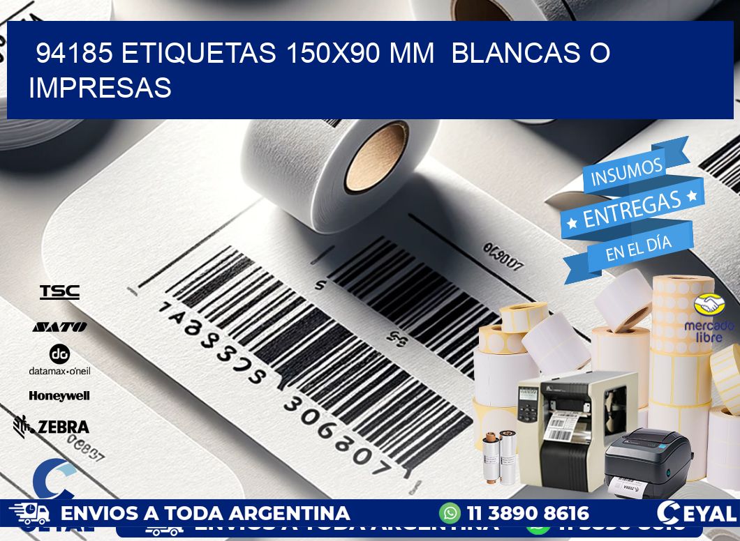 94185 ETIQUETAS 150x90 mm  BLANCAS O IMPRESAS