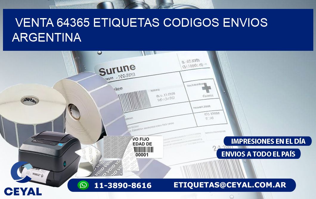 VENTA 64365 ETIQUETAS CODIGOS ENVIOS ARGENTINA