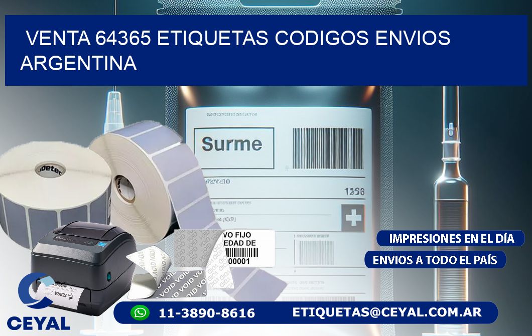 VENTA 64365 ETIQUETAS CODIGOS ENVIOS ARGENTINA