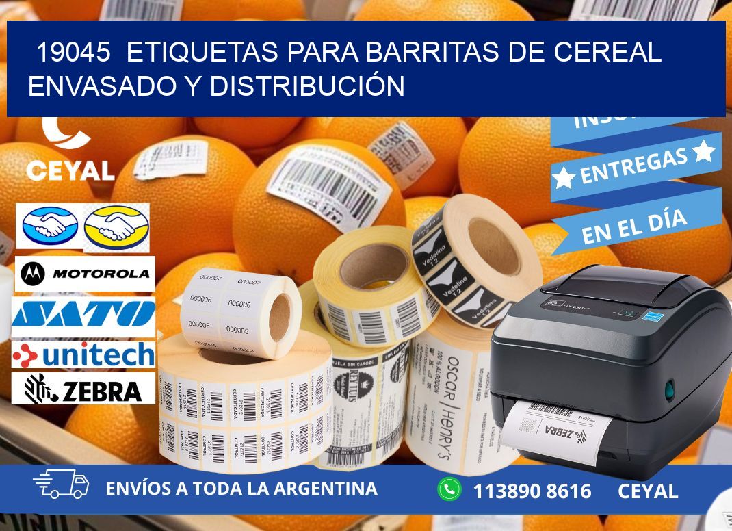 19045  ETIQUETAS PARA BARRITAS DE CEREAL ENVASADO Y DISTRIBUCIÓN