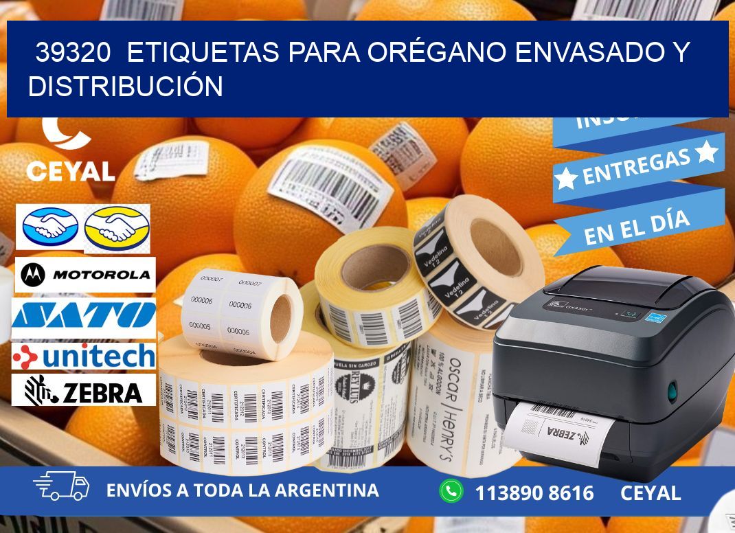 39320  ETIQUETAS PARA ORÉGANO ENVASADO Y DISTRIBUCIÓN