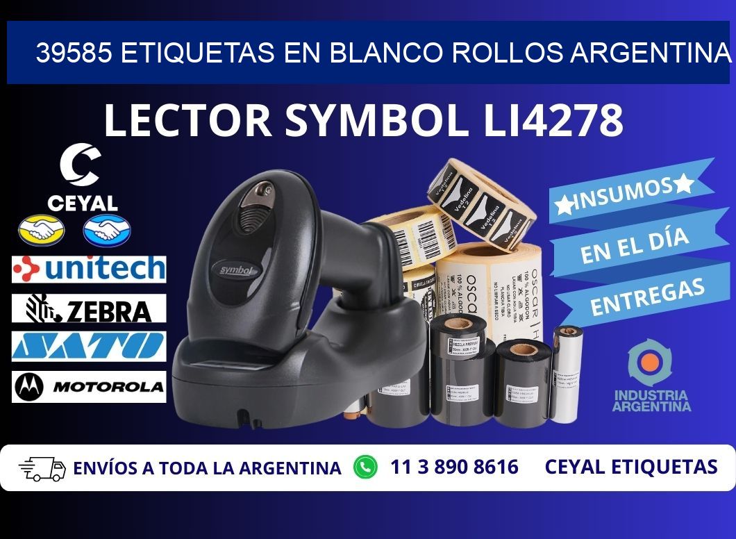 39585 ETIQUETAS EN BLANCO ROLLOS ARGENTINA
