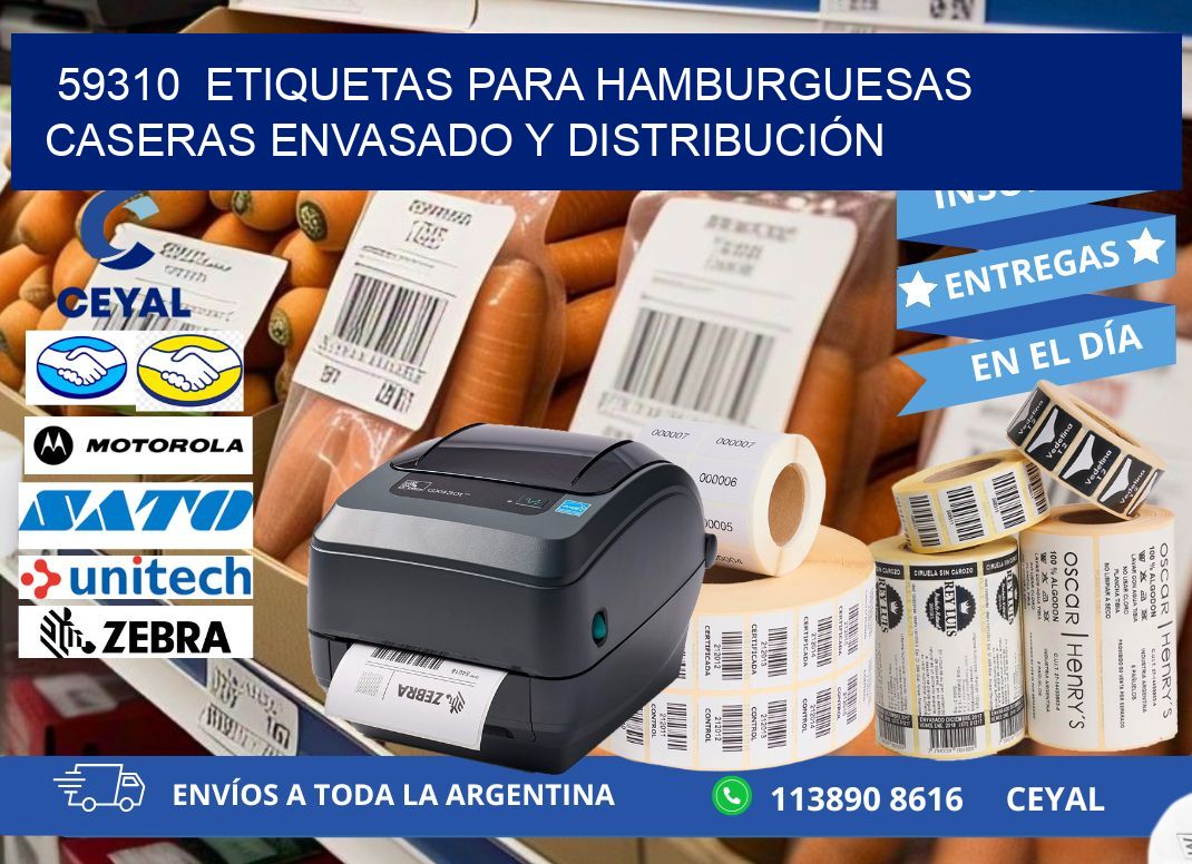 59310  ETIQUETAS PARA HAMBURGUESAS CASERAS ENVASADO Y DISTRIBUCIÓN