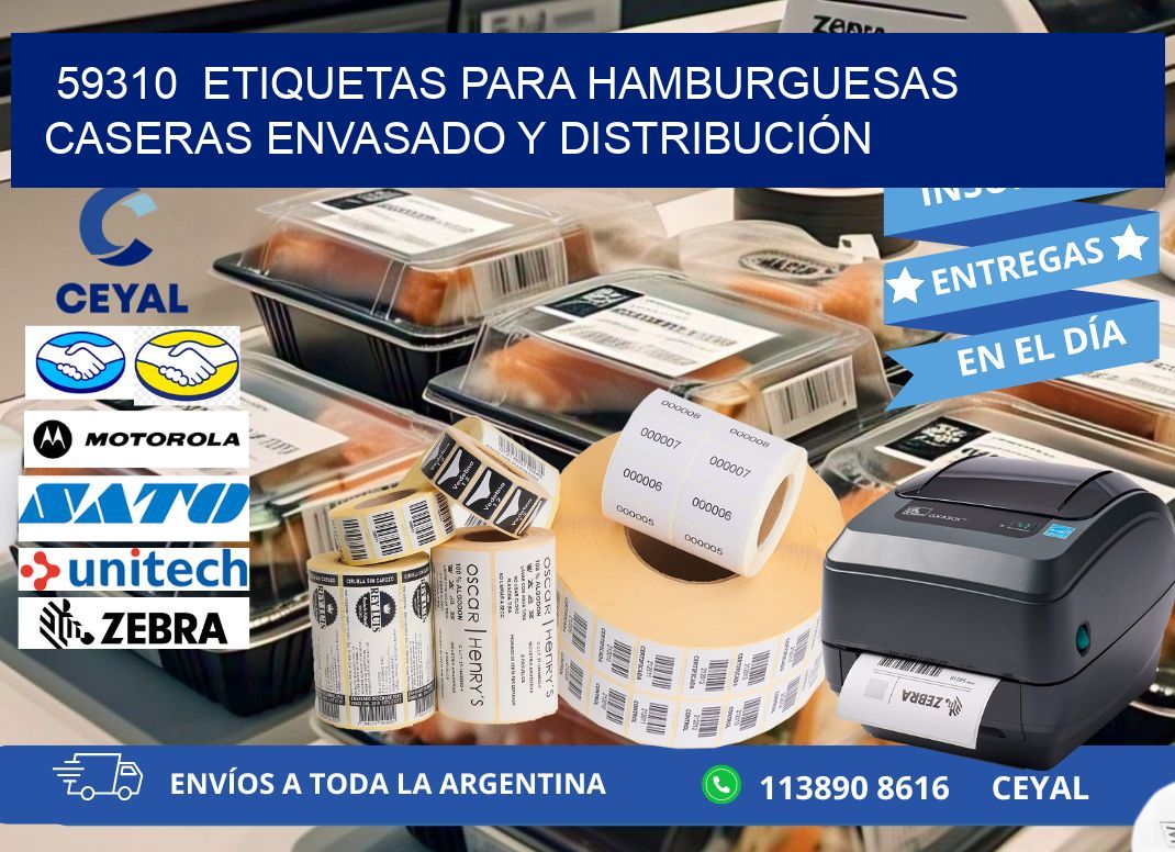 59310  ETIQUETAS PARA HAMBURGUESAS CASERAS ENVASADO Y DISTRIBUCIÓN