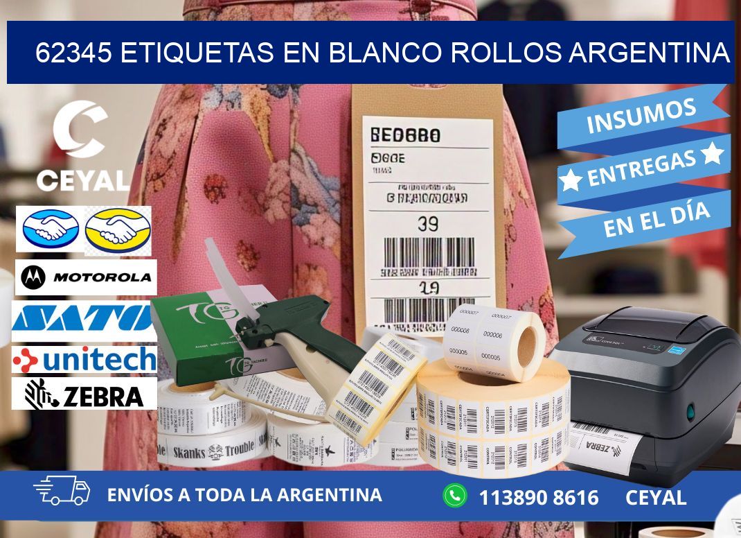 62345 ETIQUETAS EN BLANCO ROLLOS ARGENTINA