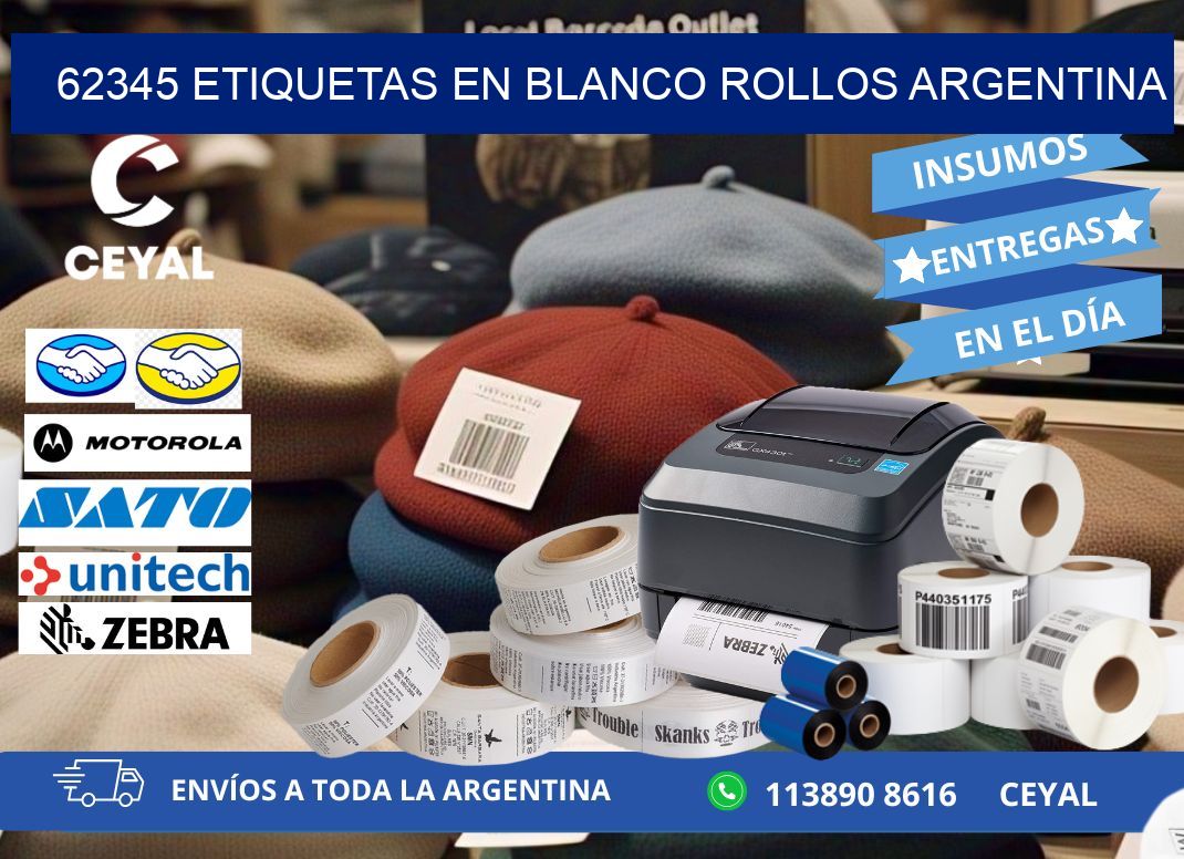 62345 ETIQUETAS EN BLANCO ROLLOS ARGENTINA
