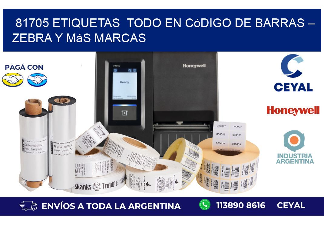 81705 etiquetas  Todo en Código de Barras – Zebra y Más Marcas