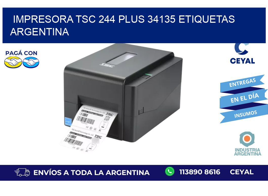 Impresora tsc 244 plus 34135 etiquetas argentina
