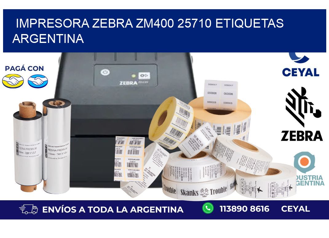 Impresora zebra zm400 25710 etiquetas argentina
