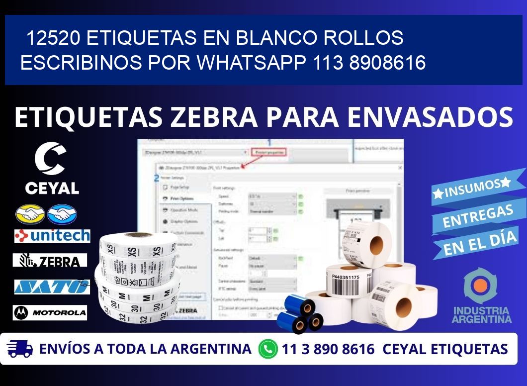 12520 ETIQUETAS EN BLANCO ROLLOS ESCRIBINOS POR WHATSAPP 113 8908616